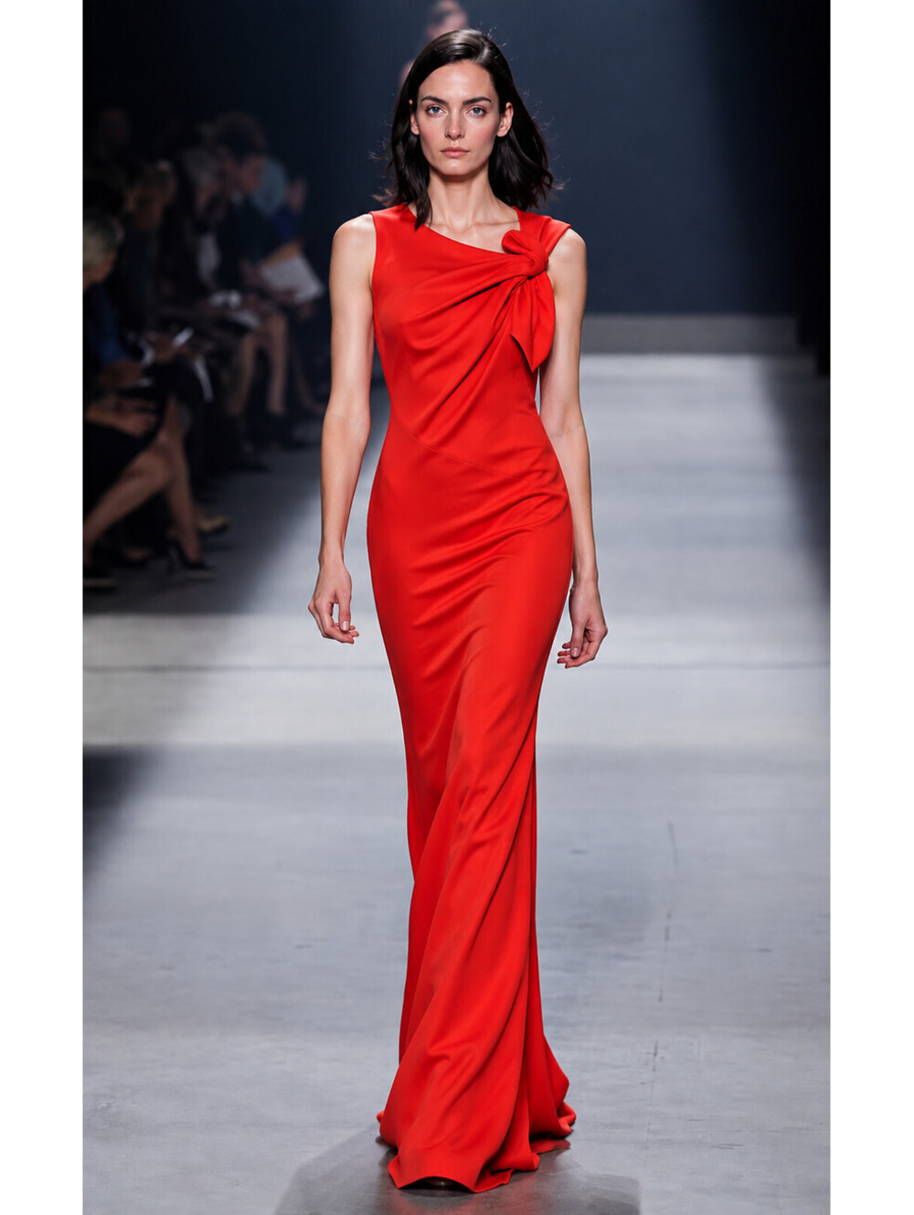 Badgley Mischka Red Gown Draped Bow Detail Sleeveless Formal Maxi sz 4 Revolve
